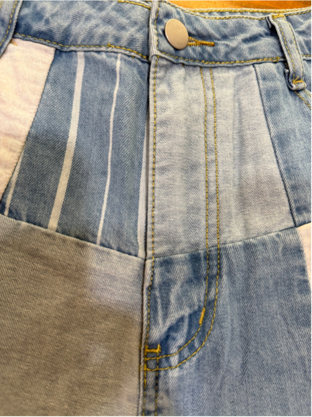 Easel Los Angeles Patchwork Denim Shorts Size M High Rise Boho Festival NWT - Picture 6 of 12